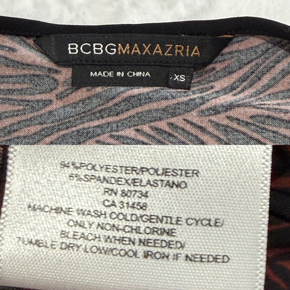 Y2K BCBGMAXAZRIA Zebra Print Wrap Midi Dress Dark Feminine Modern Witchy XS - Picture 6 of 10
